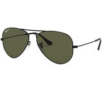 Ray-Ban Pilot Aviator Original avec kit d'entretien, Noir et vert polarisé, Large 58