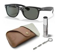 Ray-Ban RB2132 SMALL New Wayfarer ENSEMBLE DE LUNETTES DE SOLEIL | Étui exclusif et kit d'entretien | Polished Black/G-15 Green