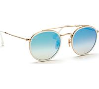 Ray-Ban Lunettes de soleil unisexe RB3647N 001/4O Métal Or Bleu Ronde Normale