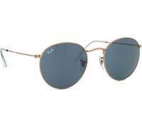 Ray-Ban Lunettes de soleil rondes en métal Rb3447 pour femme, Or rose/bleu, 53 mm