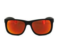 Ray-Ban Soleil Justin 4165 622/6Q Caoutchouc Noir Miroir Rouge Grand 55mm