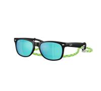 Ray-Ban Sunglass RB9052S New Wayfarer Kids Summer Capsule - Couleur du Monture: Caoutchouc noir, Couleur de Lentille: Vert clair effet miroir Bleu