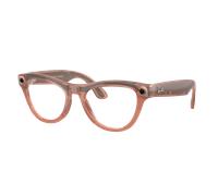 Ray-Ban Unisex Ray-Ban Meta Skyler - Couleur du Monture: Pêche, Couleur de Lentille: Incolore/Marron