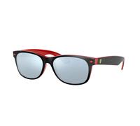 Ray - Ban Unisex Ray - Ban RB2132M NEW WAYFARER SCUDERIA FERRARI COLLECTION F63830 Lunettes de soleil Nylon Noir Argent Carré Normale Miroir