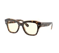 Ray - Ban Unisex Ray - Ban RB2186 STATE STREET 1292BL Lunettes de soleil Acétate Or Transparent Carré Photochromatique