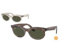 Ray - Ban Unisex Ray - Ban RB2242 WAYFARER OVAL 138331 Lunettes de soleil Acétate Gris Vert Ronde Normale