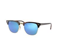 Ray - Ban Unisex Ray - Ban RB3016 CLUBMASTER 114517 Lunettes de soleil Acétate Tortue Bleu Carré Normale Flash