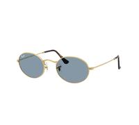 Ray - Ban Unisex Ray - Ban RB3547 OVAL 001/56 Lunettes de soleil Métal Or Bleu Ronde Normale