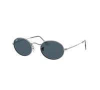 Ray - Ban Unisex Ray - Ban RB3547 OVAL 003/R5 Lunettes de soleil Métal Argent Bleu Ronde Normale