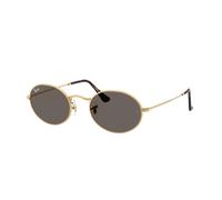 Ray - Ban Unisex Ray - Ban RB3547N OVAL 001/B1 Lunettes de soleil Métal Or Gris Ronde Normale