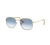 Ray - Ban Unisex Ray - Ban RB3548 HEXAGONAL 001/3F Lunettes de soleil Métal Or Bleu Géométrique Normale Ombré