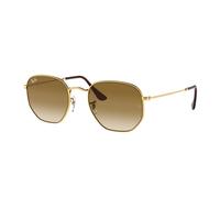 Ray - Ban Unisex Ray - Ban RB3548 HEXAGONAL 001/51 Lunettes de soleil Métal Or Marron Géométrique Normale Ombré