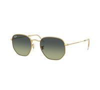 Ray - Ban Unisex Ray - Ban RB3548 HEXAGONAL 001/BH Lunettes de soleil Métal Or Vert Géométrique Normale Ombré