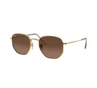 Ray - Ban Unisex Ray - Ban RB3548N HEXAGONAL 912443 Lunettes de soleil Métal Or Marron Géométrique Normale