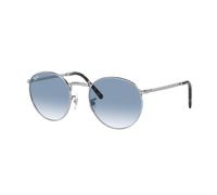 Ray - Ban Unisex Ray - Ban RB3637 NEW ROUND 003/3F Lunettes de soleil Métal Argent Bleu Pantos Normale Ombré
