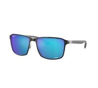 Ray - Ban Unisex Ray - Ban RB3721CH 9144A1 Lunettes de soleil Métal Noir Bleu Carré Polarisé Miroir