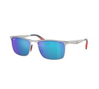 Ray - Ban Unisex Ray - Ban RB3726M F007A1 Lunettes de soleil Métal Argent Bleu Carré Polarisé Miroir