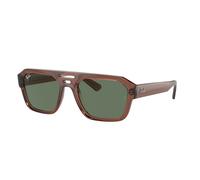 Ray - Ban Unisex Ray - Ban RB4397 CORRIGAN 667882 Lunettes de soleil Acétate Marron Vert Géométrique Normale