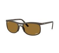 Ray - Ban Unisex Ray - Ban RB4452CH 612473 Lunettes de soleil Jeter un coup d'œil Marron Carré Polarisé