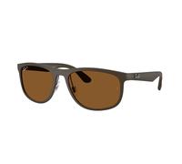 Ray - Ban Unisex Ray - Ban RB4468 6124BB Lunettes de soleil Coup d'oeil Marron Bronze Carré Polarisé