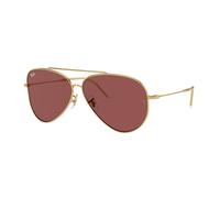 Ray - Ban Unisex Ray - Ban RBR0101S AVIATOR REVERSE 001/69 Lunettes de soleil Métal Or Violet Pilote Normale