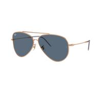 Ray - Ban Unisex Ray - Ban RBR0101S AVIATOR REVERSE 92023A Lunettes de soleil Métal Or Bleu Pilote Normale