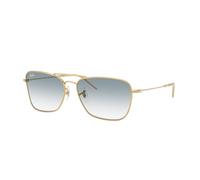 Ray - Ban Unisex Ray - Ban RBR0102S CARAVAN REVERSE 001/79 Lunettes de soleil Métal Or Bleu Carré Normale Ombré