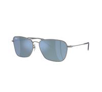 Ray - Ban Unisex Ray - Ban RBR0102S CARAVAN REVERSE 004/GA Lunettes de soleil Métal Gris Bleu Carré Normale Miroir