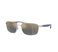 Ray - Ban Unisex RB3737CH 003/J0 Lunettes de soleil Métal Argent Bleu Carré Polarisé Miroir