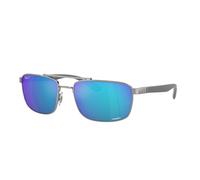 Ray - Ban Unisex RB3737CH 004/A1 Lunettes de soleil Métal Gris Vert Carré Polarisé Miroir