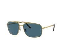 Ray - Ban Unisex RB3796 9196S2 Lunettes de soleil Métal Or Bleu Pillow Polarisé