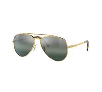 Ray-Ban Unisex Sunglass New Aviator Polarized+ Lenses - Couleur du Monture: Or, Couleur de Lentille: Polarisé+ Argent/Bleu