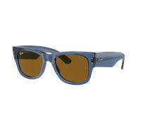Ray-Ban Unisex Sunglass RB0840S Mega Wayfarer Bio-Based - Couleur du Monture: Transparent Bleu, Couleur de Lentille: Brun