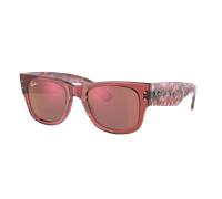 Ray-Ban Unisex Sunglass RB0840S Mega Wayfarer - Couleur du Monture: Rose transparent, Couleur de Lentille: Rouge