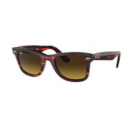 Ray-Ban Unisex Sunglass RB2140 Original Wayfarer Bio-Based - Couleur du Monture: Rayé Rouge, Couleur de Lentille: Dégradé marron