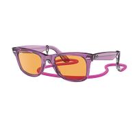 Ray-Ban Unisex Sunglass RB2140 Original Wayfarer Colorblock - Couleur du Monture: Violet transparent, Couleur de Lentille: Orange