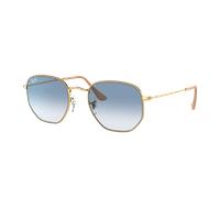 Ray - Ban Unisex RB3548 HEXAGONAL 001/3F Lunettes de soleil Métal Or Bleu Géométrique Normale Ombré