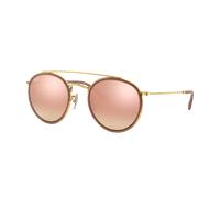 Ray-Ban Unisex Sunglass RB3647N Round Double Bridge - Couleur du Monture: Doré arista, Couleur de Lentille: Brun