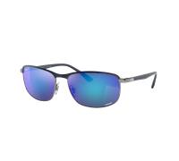 Ray-Ban Unisex Sunglass RB3671CH RB3671 Polarized+ Lenses - Couleur du Monture: Bleu sur Gunmetal, Couleur de Lentille: Grey & Blue Polarized+