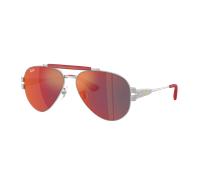 Ray-Ban Unisex Sunglass RB3762M Scuderia Ferrari Collection - Couleur du Monture: Argent, Couleur de Lentille: Rouge/jaune effet miroir gris foncé