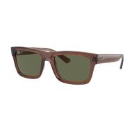 Ray-Ban Unisex Sunglass RB4396 Warren Bio-Based - Couleur du Monture: Transparent Marron, Couleur de Lentille: Vert foncé