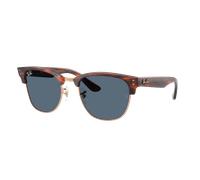 Ray-Ban Unisex Sunglass RBR0504S Clubmaster Reverse - Couleur du Monture: Havana rayé sur or rose, Couleur de Lentille: Bleu foncé