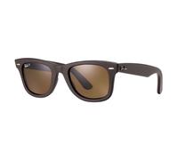 Ray ban Wayfarer Cuir Véritable RB 2140 Qm 1153N6 Marron Polarisé 50mm