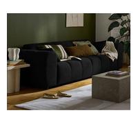 Lisa Design - Ray - canapé Droit 3 Places en Tissu texturé, Noir