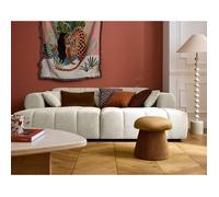Ray - canapé droit 4 places avec double méridienne - assise profonde - en tissu texturé - Beige Beige