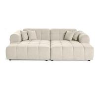 Ray - canapé droit 4 places avec double méridienne - assise profonde - en tissu texturé - Beige Beige G