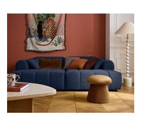Ray - canapé droit 4 places avec double méridienne - assise profonde - en tissu texturé - Bleu Bleu