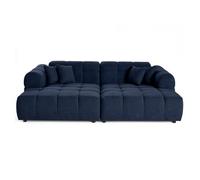 Ray - canapé droit 4 places avec double méridienne - assise profonde - en tissu texturé - Bleu Bleu