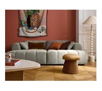 Ray - canapé droit 4 places avec double méridienne - assise profonde - en tissu texturé - Gris
