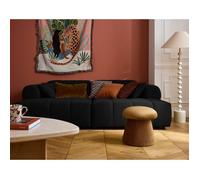 Ray - canapé droit 4 places avec double méridienne - assise profonde - en tissu texturé - Noir